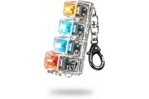 SYNEE Işıklı Mekanik Klavye Tuşlu Anahtarlık, Stres Azaltıcı Click Sesli, Şeffaf Tasarım, Çok Renkli LED, Fidget Oyuncağı