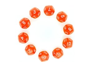LAHVIUU Dadi Poliedrici,10 pcs D12 Dadi per DND MTG Rpg Dungeons And Dragons 20mm Arancione Trasparente