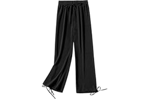 Jamron Mujer Tallas Grandes Pantalones de Cintura Alta y Pata Ancha Pantalones Casuales Elástico Holgado con Cordón