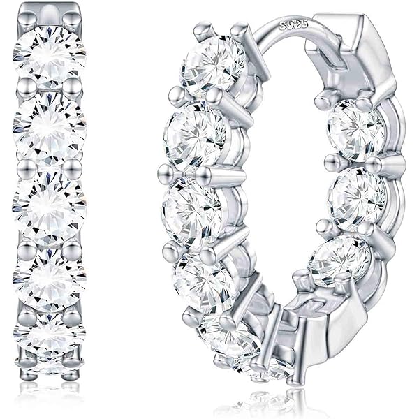 LIHELEI Zilveren creolen voor dames, S925 sterling zilver, creolen met AAA- zirkonia, hypoallergeen, geschikt als verjaardagscadeau, zilver/goud/roségoud, Zirkonia, Zirkoon Zirkonia