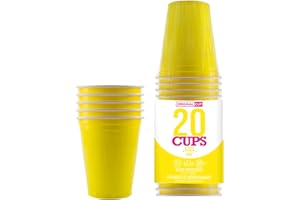 ORIGINAL CUP Pack de x20 Original Yellow Cups Officiels | Gobelets Américains 53cl Jaunes | Beer Pong | Qualité Premium | Gobelets en Plastique Réutilisables | Lavables Main et Lave-Vaisselle | OriginalCup®