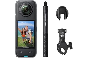 Insta360 X4 Pack Moto - Caméra d'action 360° 8K étanche, vidéo Grand Angle 4K, Effet de Perche à Selfie Invisible, 135 Min d'autonomie, édition IA, stabilisation, Carte microSD Non Incluse