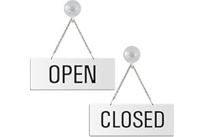 OFFORM DESIGN Plaque recto-verso Open/Closed 175 x 65 mm Plaque réversible en aluminium laqué blanc avec chaine et 1 Crochet à ventouse 31201-WS