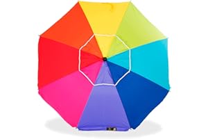 CREVICOSTA QUALITY MARK MARCAS DE CALIDAD - Sombrilla 200 cm con Espiral y Poste de Recorrido Total. Protección total contra los Rayos UV. 8 Varillas (Orgullo)