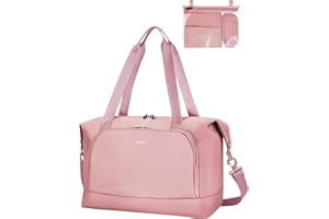 ECOHUB Borsa da Viaggio Pieghevole, Borsone da Viaggio Resistente All'acqua per Aereo, Bagaglio a Mano Leggero e Riciclato con Tasca Rimovibile per Donna e Uomo, 30L-Marrone