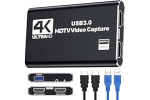 H.May Carte de Capture vidéo, Carte de Capture USB 3.0, Sortie HDMI 4K en Boucle, enregistreur vidéo 1080P 60FPS pour Xbox Series X/S, Xbox One X/S, PS4,OBS,caméra, Jeux, Streaming,Diffusion