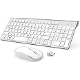 Wireless Keyboard and Mouse Combo Rechargeable J JOYACCESS 2.4G Ergonomic and Slim Quiet Click Compact Designed for Windows, PC, Laptop,Tablet(Silver)