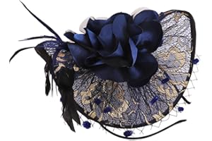 TINAYAUE Femme Chapeau Bibi Mariage Elégante Voilette Mariée Coiffure Vintage en Maille Mini Voile de Mariage Béret à Pince avec Plume Pince à Cheveux Décoré Acccesoires pour Déguisment Soirée Fête