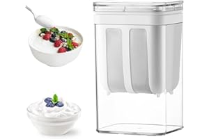 CUINIUNAID Yaourt grec - 1100 ml - Séparateur de lactosérum avec tamis en maille en acier inoxydable et couvercle - Pour yaourt et yaourt - Pour filtrer le jus, le lait et le fromage frais - Lavable