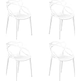 Totò Piccinni Sedie INFINITY in Polipropilene Moderne Design Impilabile (Bianco, 4)