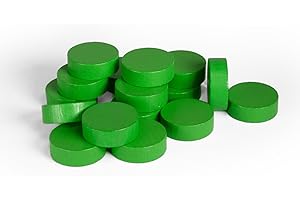 Spieltz Discos de madera verdes para juegos de mesa, 21/7 mm, grandes piezas redondas, lacadas de colores (verde, 10 unidades)