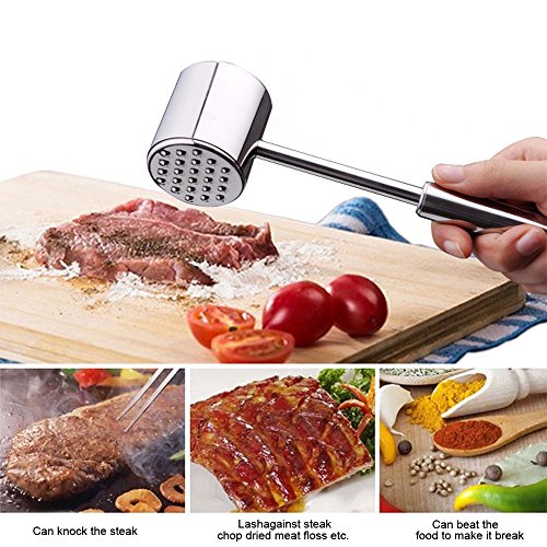 COKOSIM Haltbarer Fleisch Tenderizer Hammer Edelstahl mit 21cm (8.2inch) Handgriff für Steak Huhn Fische und Schweinefleisch