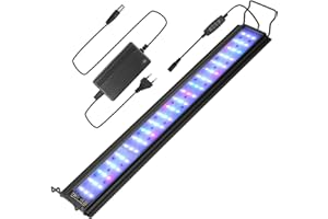 Yakimz Illuminazione a LED per acquario, 28 W, dimmerabile, illuminazione RGB per acquario, con timer per 65 cm – 90 cm, acquario, serbatoio di pesce, pianta con supporto regolabile