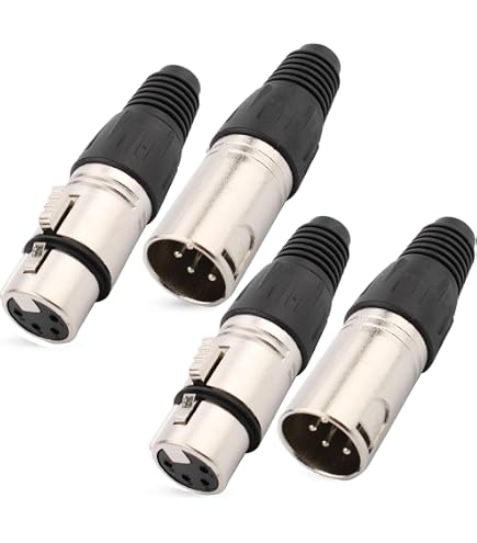 Lot De 2 Connecteurs XLR 3 Broches Femelles Métal Avec Serre-Câble Bleu - Prises Audio Pour Micro Et Matériel Son