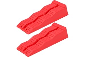KATSU-verktyg 2 st husvagnsnivelleringsramper 5 ton kapacitet slitstark 3-stegs plast husbil husbil husbil fordon Kerb ramper hjulblock nivån, röd, 570 x 200 x 130 mm