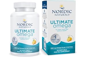Nordic Naturals Ultimate Omega Lemon | Wild-Caught Fish Oil with High-Strength EPA & DHA Omega-3 & Supports Heart & Brain Health | 60 Softgels