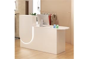 ZHENGQIAN Comptoir de Caisse Magasin,avec Lumière,Comptoir d'accueil avec Tiroirs Verrouillables,Élargir Le Bureau,pour Salon Salle de réception Caisse Lobby,Meuble de Bureau(B,RIGHT-120cm/47.2in)