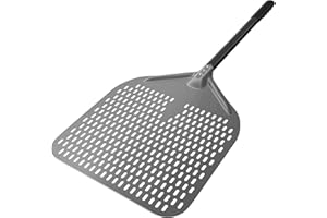 G.a HOMEFAVOR 14 Zoll Perforierter Pizzaschieber, Pizzaschaufel aus Hart Eloxiertes Aluminium Pizzaschaufel Pizzawendeheber mit verlängertem Silikongriff, 88 cm insgesamt