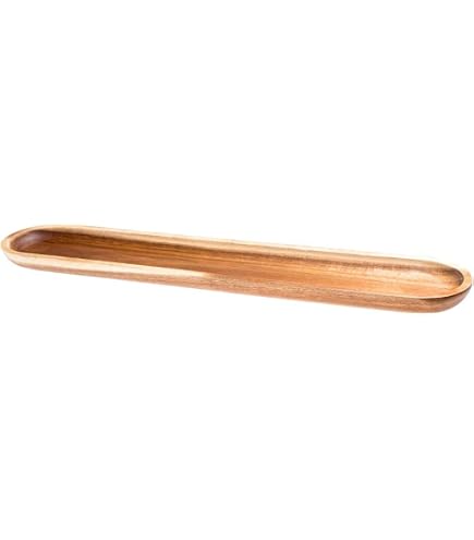 Spetebo Vassoio Decorativo In Legno XXL 60x20 Cm - Naturale Con Manici In Similpelle, Ideale Per Composizioni E Candele