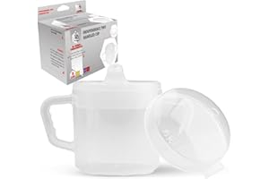 DR. BONE'S THERAPEUTICS Compact 240ml Adult Sippy Cup with Dual Handles - Ideal for Limited Mobility, Handicapped, and Elderly Care - Assistive Sip Cups Cups for Elderly Care Drinking Mug/Drinking Cup/Non Spill Cup (Clear)