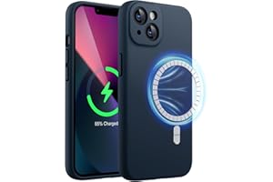 ‎JETECH JETech Magnetyczna Silikonowy Etui dla iPhone 13 6,1 Cala, Kompatybilny z MagSafe, Case ze Obiektyw Aparatu Pełny Ochrona (Granatowy)