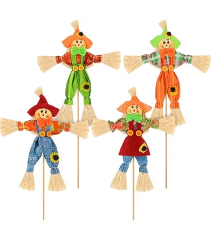 Lot De 4 Piquets Décoratifs Rouillés En Forme De Hérisson Et Champignon