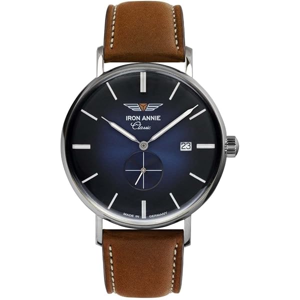 Iron Annie Orologio da uomo con cinturino in pelle serie Captain's Line cronografo data 5872, grigio argento/nero., Classico