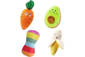 NyxSeat 4 pluszowe zabawki z owocami, jasne i urocze, dla zwierząt domowych, odporne na ugryzienia i dźwięki, łagodzi niepokój psów, odpowiednie dla małych i średnich psów.