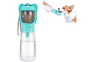 Dog Water Bottle 550ml, Xakay Portable Pet Water Bottles for Dogs Leakproof Water Feeder Water Dispenser Travel Drink Cup with Feeding Bowl Dog Accessories for Walking Outdoor Travel, Plastic