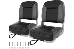 CYUREAY Boat Seats 2 Pack, Folding Boat Seat for Fishing, Waterproof Captain's Chair, Boat Seat 2 Pack, Suitable for Jon/Pontoon/Canoe/Bass Tracker Boat Seats - Unique Colour Design (Black/Grey)