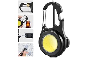 KEPEAK Mini lampe de poche, porte-clés Cob Lampe de travail, lampe d'inspection rechargeable par USB avec 4 modes, lampe d'urgence de camping avec décapsuleur, tournevis d'urgence/réparation