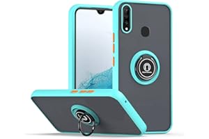 JIEZUIMEI Funda para Huawei P30 Lite Carcasa, Ultra Delgado Mate Translúcido Antigolpes Dura PC + Suave Silicona TPU Bumper Estuche Case con 360 Grados Anillo iman Soporte Azul Cielo