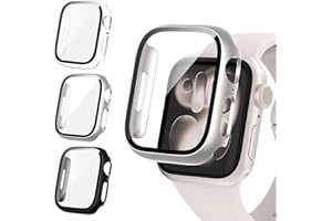 Fullife 3 Pack Screen Protector 40mm Compatible for Apple Watch Series 6/5/4/SE(2025-2020) with 9H Tempered Glass,Overall Shockproof Cover Protective Case for iWatch 40mm(Black/Starlight/Transparent)