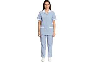 Women’s Striped Housemaid Uniform Set – Short Sleeve Top and Matching Pants, Lightweight Workwear for Domestic Helpers, Cleaning Staff & Caregivers