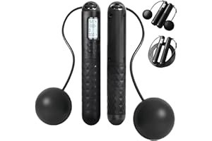 HIRSRIAN Cordless Skipping Ropes with Smart Counter for Adults Kids, Weighted Jump Rope with Gravity Ball, LCD Display, Adjustable Cord Skipping Rope for Female and Male Indoor Outdoor Exercise Fitness