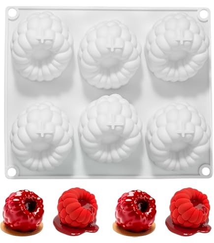 Moule En Silicone 3D à Framboises - 6 Cavités - Pour Mousses, Chocolats, Glaces - Sans BPA, Réutilisable, Four Et Congélateur