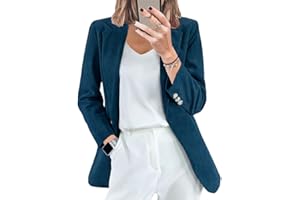ORANDESIGNE Femme Blazer en Velours Côtelé à Revers à Manches Longues Veste Vintage Slim Fit OL Bureau Affaires Veste de Costume Devant Ouvert Manteau Blouson