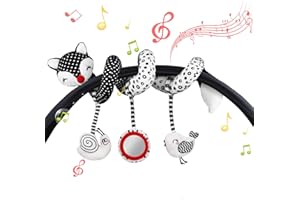 Vicloon Zabawka spiralna dla niemowląt, zabawka spiralna, do zawieszenia na foteliku dziecięcym, kołyska, dla niemowląt i małych dzieci od 0+ miesięcy - zabawka do aktywności w podróży (lis)