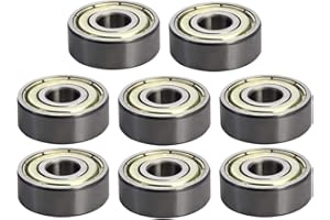 Othmro Lot de 8 Roulements à Billes à Double, 6x17x6 mm, Roulements à Billes en Acier au Carbone avec Double Blindage, Roulement à Billes à Gorge Profonde 606ZZ, pour Machines de Jardin et Outils