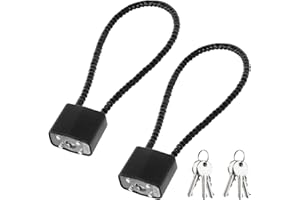 KQDRAVINE 2 Lucchetti con Chiav, Lucchetto 28 CM con Fune Metallica nero a Chiavi Uguali, Lock bici, Lucchetto Armadietto, Lock Bicicletta, per Valigia, Casco, Armadio