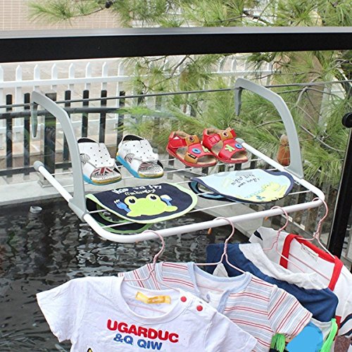 Wäschetrockner für Balkongeländer Heizkörper Praktischer Multifunktion Wäscheständer (Grau) - 5