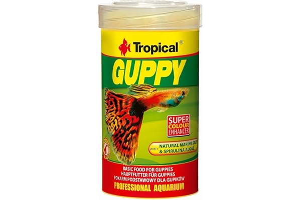 Guppy 100ml / 20g - Nourriture de Base pour guppys et Autres Poissons vivipares