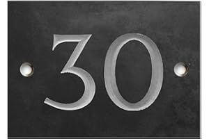 NUMBERS & NAMES BY ATLANTIC HARDWARE Engraved Slate House number sign - 1 to 99 (select your number here) - number 30 (Same Day Dispatch by 1st class Post!!!)