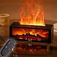 Holwim Fireplace Essential Oil Diffuser, Aromatherapy Diffuser, 150ml Ultrasonic Cool Mist Humidifier, 7 Colors Firelight Flame Diffuser with Remote, Waterless Auto-Off & Timer for Home Office (Black)