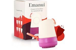 EMANUI Przenośne silikonowe urządzenie do czyszczenia i sterylizacji kubków menstruacyjnych | Szybkie dyskretne i łatwe czyszczenie w podróży | Gruntowna sterylizacja w mikrofalówce | Do wszystkich kubeczków menstruacyjnych z łodyżką