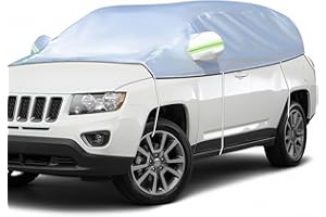 QENETY Half Car Cover, Waterproof Oxford Cloth Car Cover, Outdoor Sun Protection Car Cover All Weather Windproof Dustproof UV Resistant Snowproof, Car Front Rear Windshield Cover (Fit Suv Length 439-491 cm)