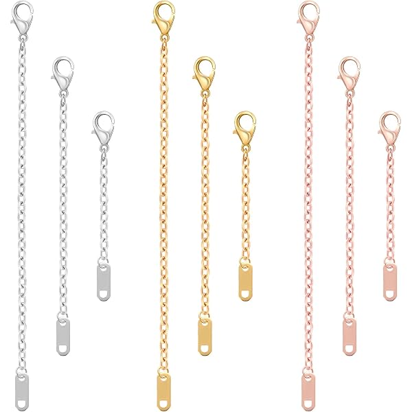 Lot De 3 Rallonges De Chaîne En Or 5/10/15 Cm - Acier Inoxydable, Avec Fermoirs, Pour Bijoux DIY - 11
