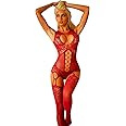 Bommi Fairy Women's Fishnet Chemise BobyStocking Babydoll Bodysuit Chemise Nightwear Perspective Lingerie Mini Dress One Size