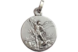 I G J Medalla de San Miguel Arcángel - Plata de Ley 925 - Patrón de la Policía - 100% Made in Italy