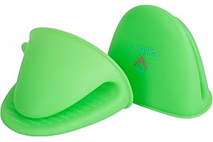 CHOFFIN`S Mini Guantes para Horno de Silicona Verde, manopla de Barbacoa, Cocina, Resistentes al Calor, agarraderas pequeñas